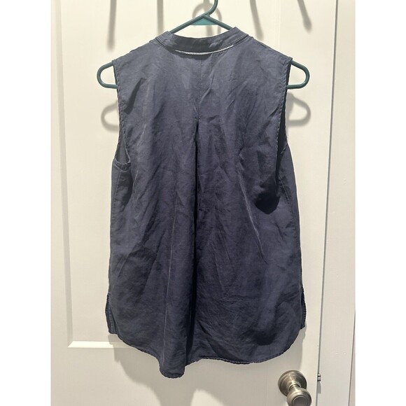 Kobi Halperin Navy Raquel Blouse Sleeveless Button Front V-Neck Top S - Picture 4 of 4